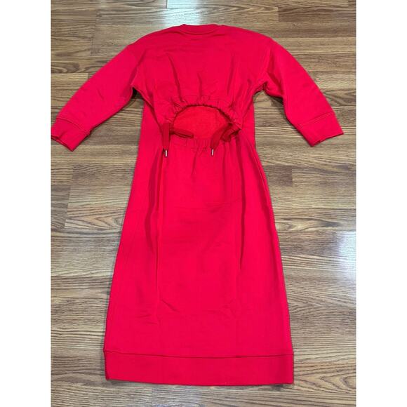 Tibi Midi Red Open Back terry Sweatshirt Dress small - Picture 13 of 14